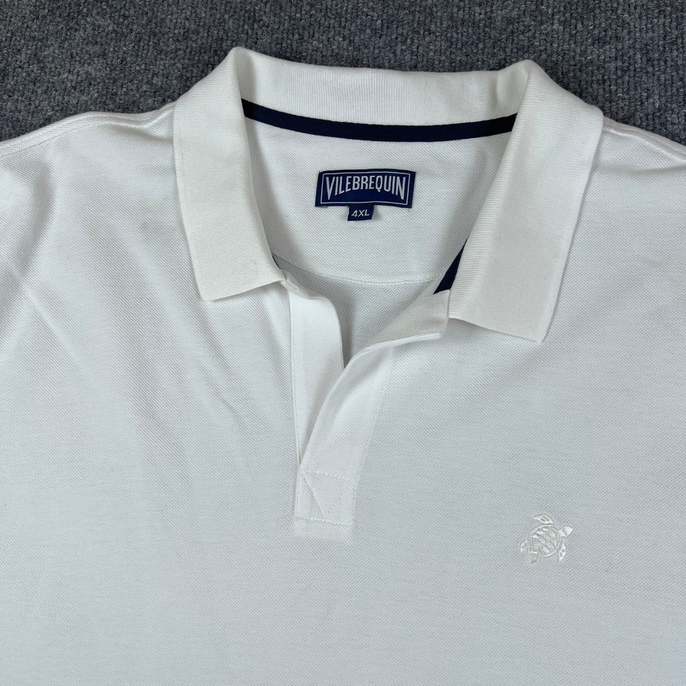 Vilebrequin Polo Shirt Mens 4XL White Cotton Open Johnny Collar Preppy Summer